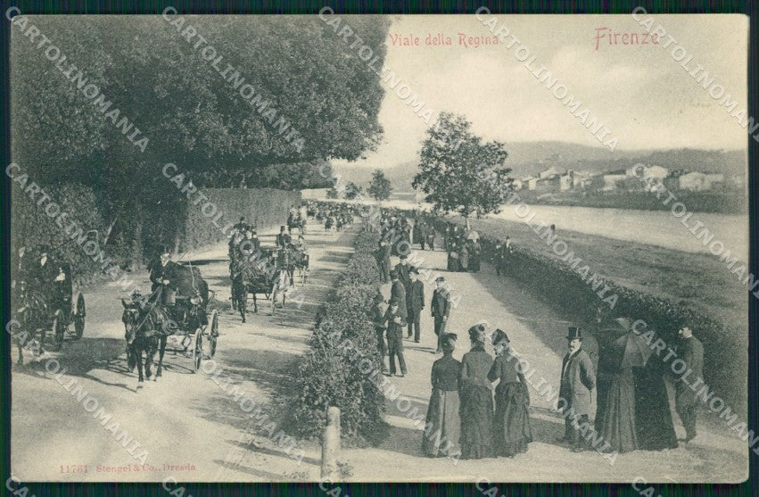 Firenze Città Cascine Viale della Regina Carrozze cartolina WX0325 – fronte