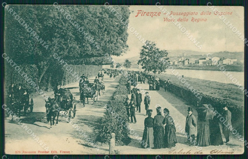 Firenze Città Cascine Viale della Regina Carrozze PIEGHE cartolina WX0326 – fronte