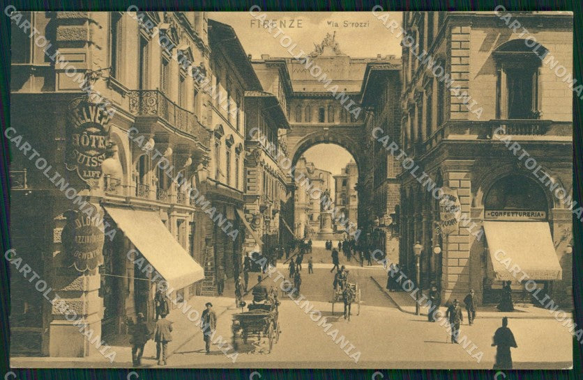 Firenze Città Via Strozzi Carrozza cartolina WX0343 – fronte