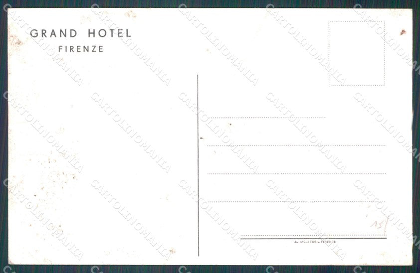 Firenze Città Grand Hotel Auto PIEGHINA RIFILATA cartolina WX0344 – retro