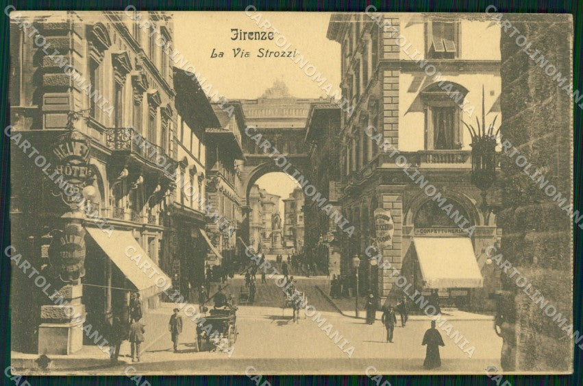 Firenze Città Via Strozzi Carrozza cartolina WX0375 – fronte