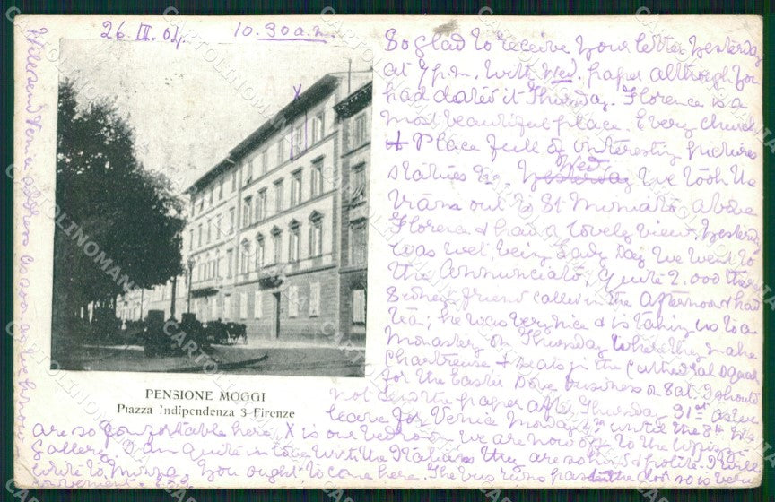 Firenze Città Pensione Moggi PIEGHINA cartolina WX0398 – fronte