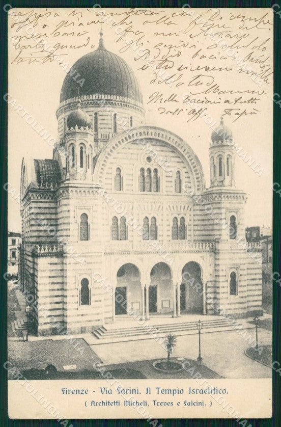 Firenze Città Tempio Israelitico Synagogue cartolina WX0410 – fronte