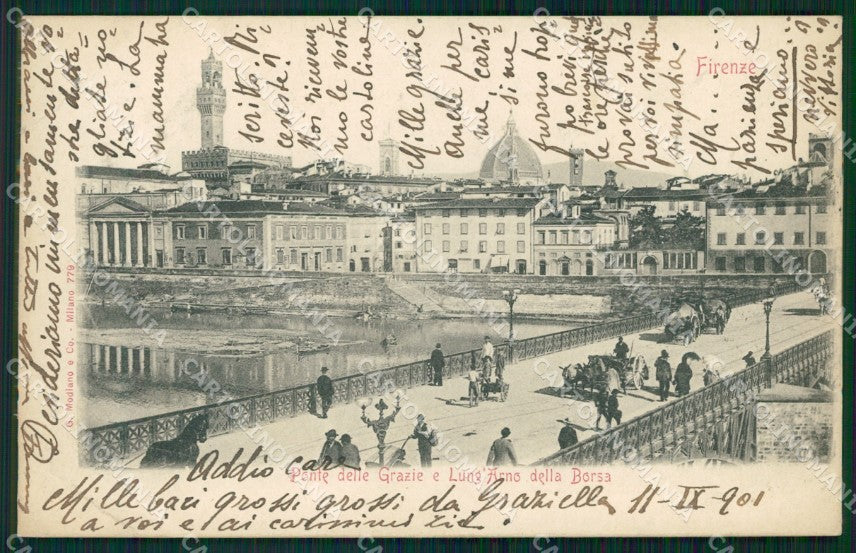 Firenze Città Ponte alle Grazie Carrozze PIEGHE cartolina WX0421 – fronte