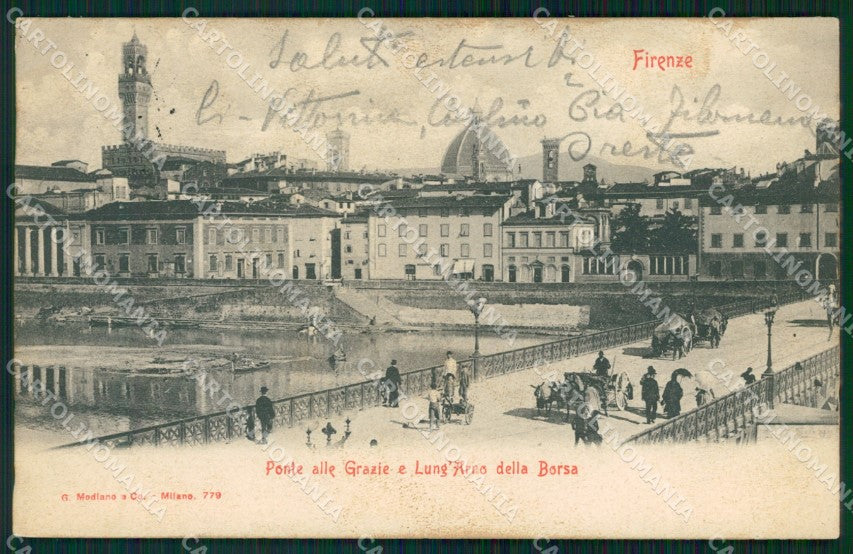 Firenze Città Ponte alle Grazie Carrozze cartolina WX0422 – fronte