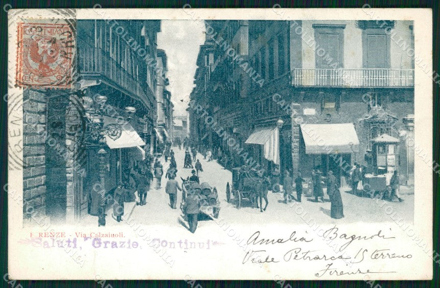 Firenze Città Via Calzaiuoli Carrozza cartolina WX0457 – fronte