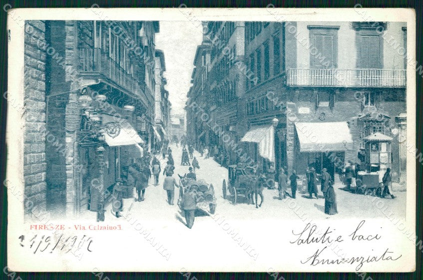 Firenze Città Via Calzaiuoli Carrozza cartolina WX0458 – fronte