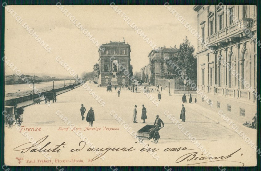 Firenze Città Lungarno Amerigo Vespucci PIEGHINA STRAPPINO cartolina WX0462 – fronte