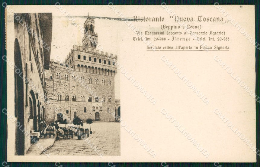 Firenze Città Piazza Signoria Ristorante Nuova Toscana cartolina WX0467 – fronte