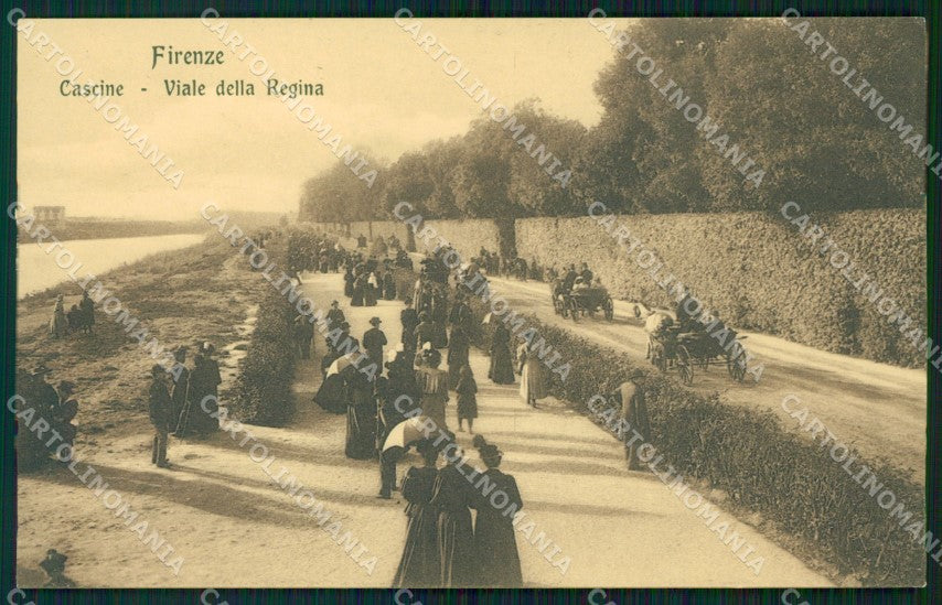Firenze Città Cascine Viale della Regina Carrozze cartolina WX0476 – fronte