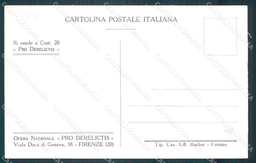 Firenze Città Opera Nazinale Pro Derelictis TRACCE UMIDO cartolina WX0492 – retro
