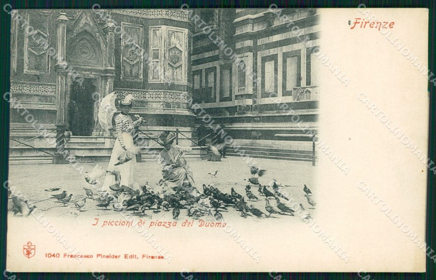 Firenze Città Piazza Duomo Piccioni cartolina WX0504 – fronte