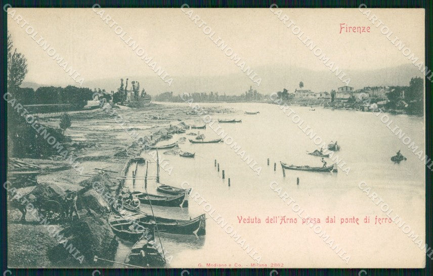 Firenze Città Arno Barche cartolina WX0511 – fronte
