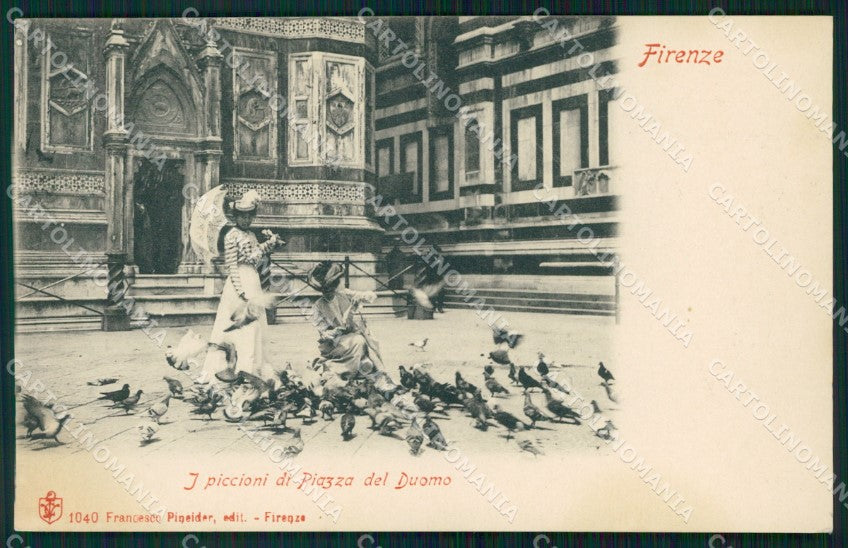 Firenze Città Piazza Duomo Piccioni cartolina WX0517 – fronte