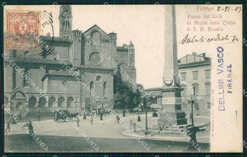 Firenze Città Piazza dell'Unità Carrozza cartolina WX0519 – fronte
