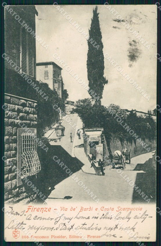 Firenze Città Via dei Bardi PIEGHINA cartolina WX0540 – fronte