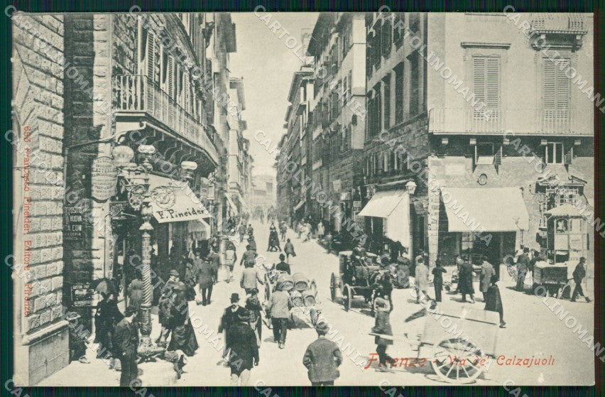 Firenze Città Via Calzaiuoli Carrozza cartolina WX0544 – fronte