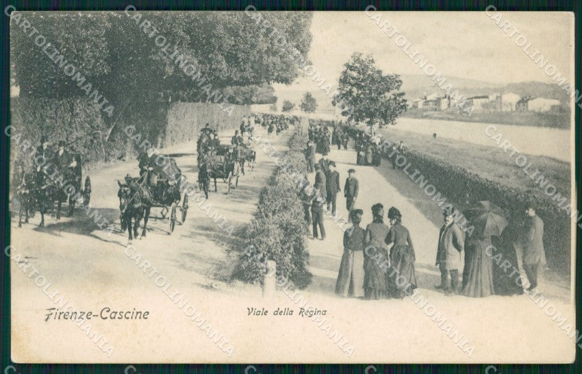 Firenze Città Cascine Viale della Regina Carrozze cartolina WX0548 – fronte