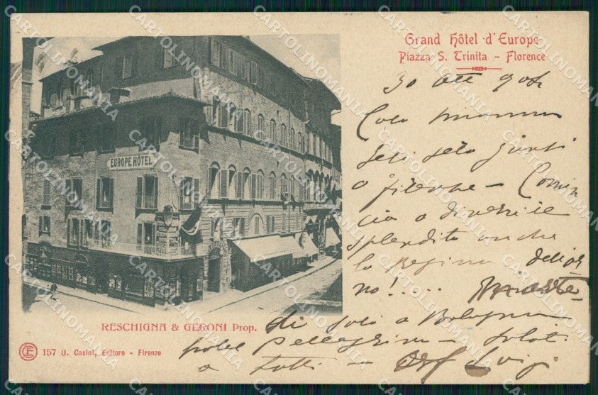 Firenze Città Grand Hotel d'Europe PIEGA cartolina WX0550 – fronte