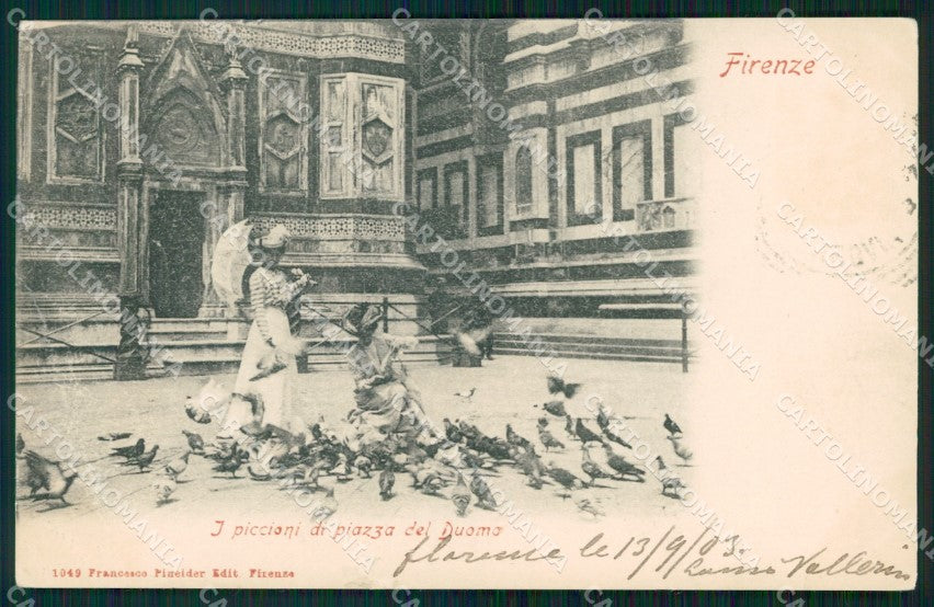 Firenze Città Piazza Duomo Piccioni PIEGA cartolina WX0566 – fronte