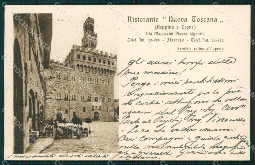 Firenze Città Ristorante Nuova Toscana Piazza Signoria cartolina WX0572 – fronte