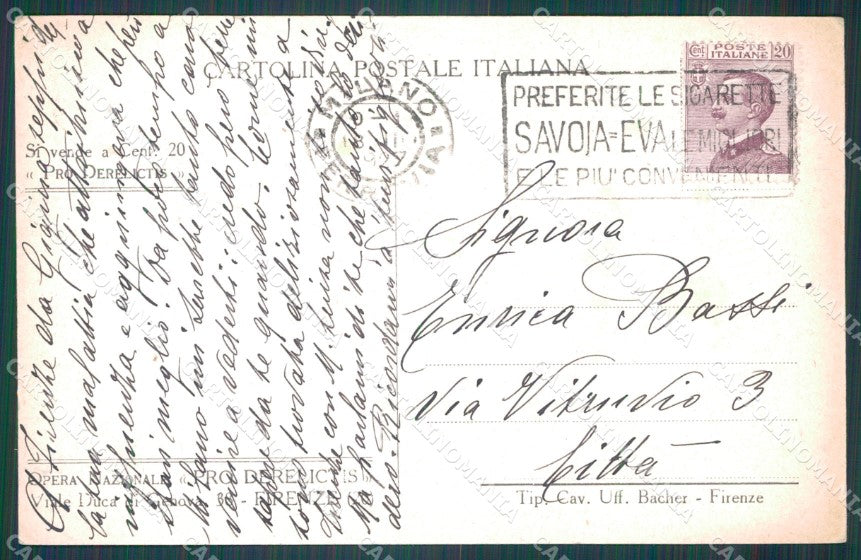 Firenze Città Opera Nazinale Pro Derelictis cartolina WX0594 – retro