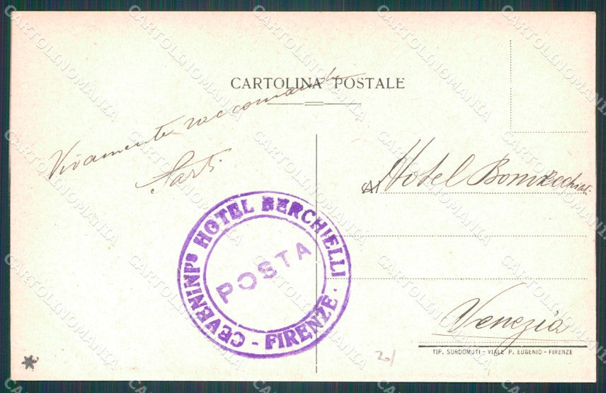 Firenze Città Albergo Berchielli cartolina WX0603 – retro