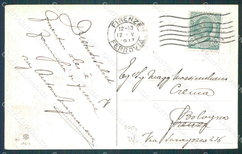 Firenze Città Poste SCOLLATA PIEGHE cartolina WX0628 – retro