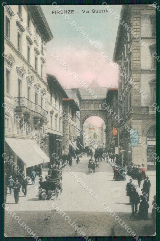 Firenze Città Via Strozzi Carrozze cartolina WX0646 – fronte