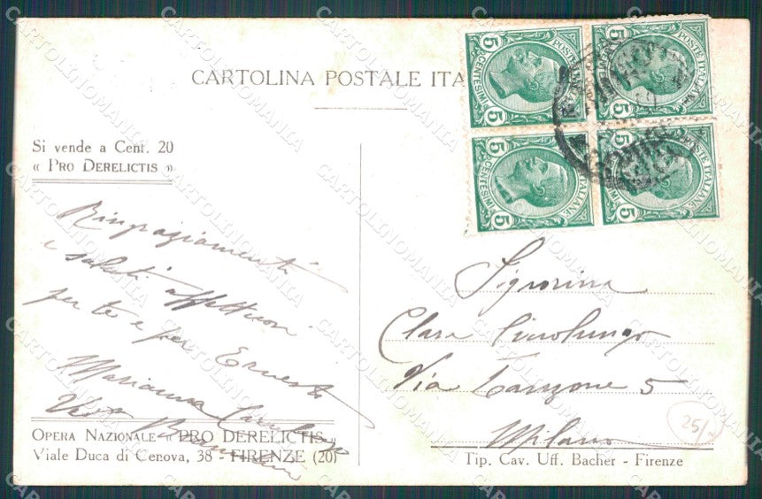 Firenze Città Opera Nazinale Pro Derelictis PIEGHE cartolina WX0653 – retro