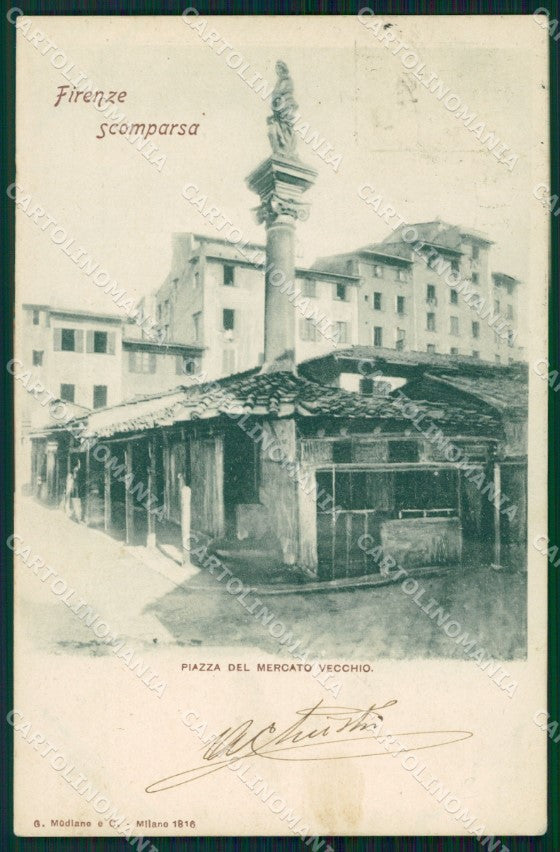 Firenze Città Piazza Mercato Vecchio Scomparsa cartolina WX0669 – fronte