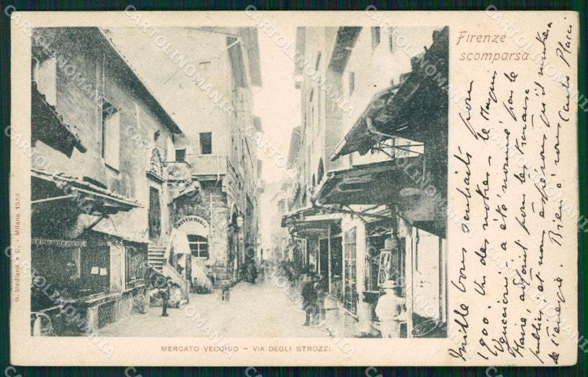 Firenze Città Mercato Vecchio Scomparsa cartolina WX0681 – fronte
