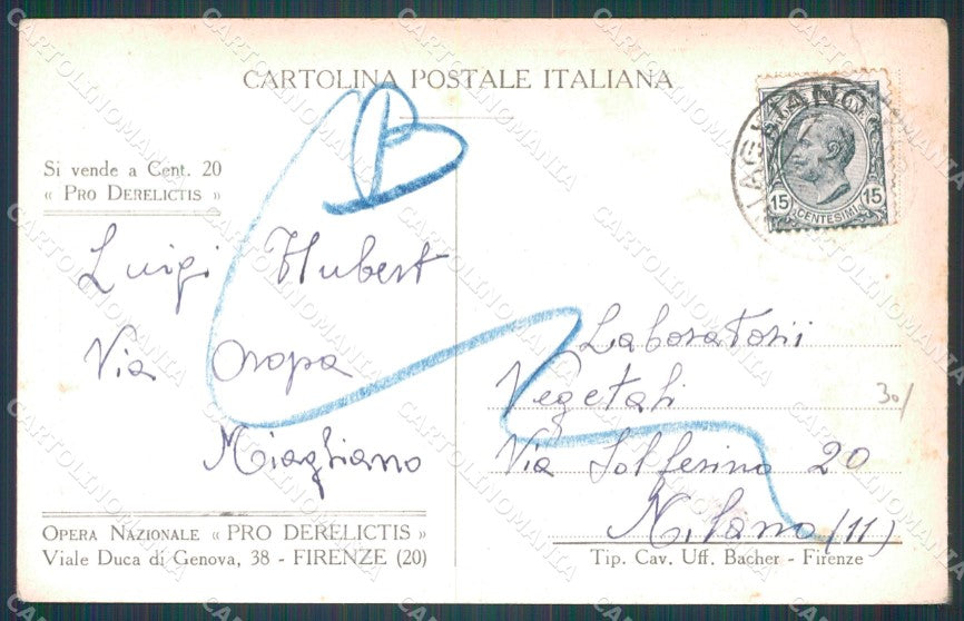 Firenze Città Opera Nazionale Pro Derelictis PIEGA cartolina WX0712 – retro