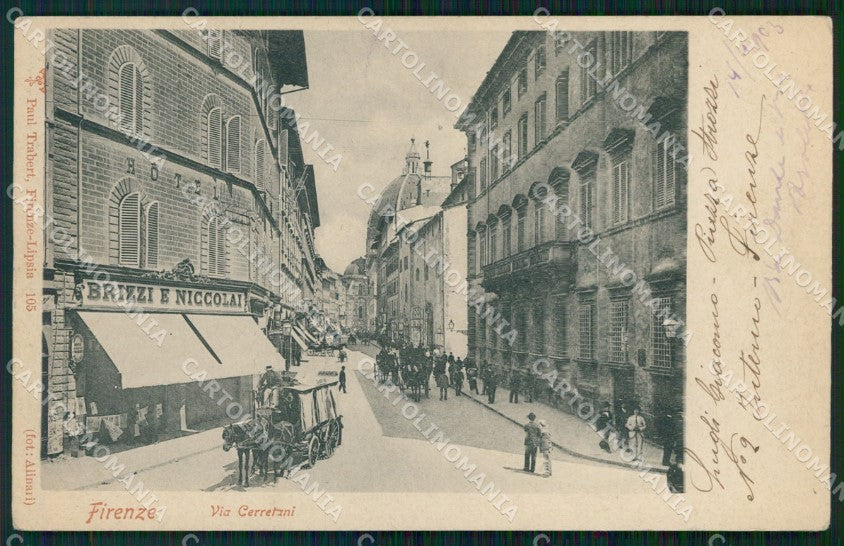 Firenze Città Via Cerretani Carrozza cartolina WX0713 – fronte