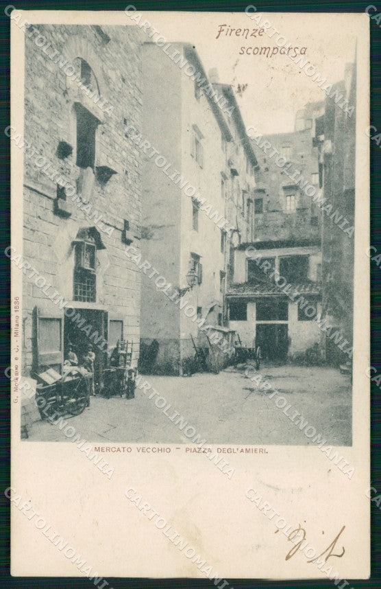 Firenze Città Mercato Vecchio Scomparsa PIEGHINA cartolina WX0729 – fronte