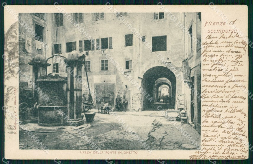 Firenze Città Piazza della Fonte in Ghetto Scomparsa cartolina WX0730 – fronte