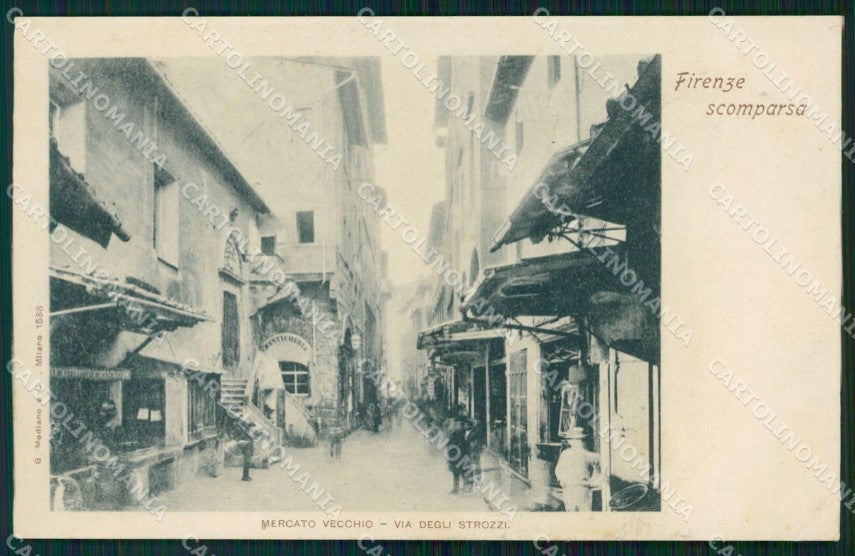 Firenze Città Mercato Vecchio Scomparsa PIEGHINA cartolina WX0734 – fronte