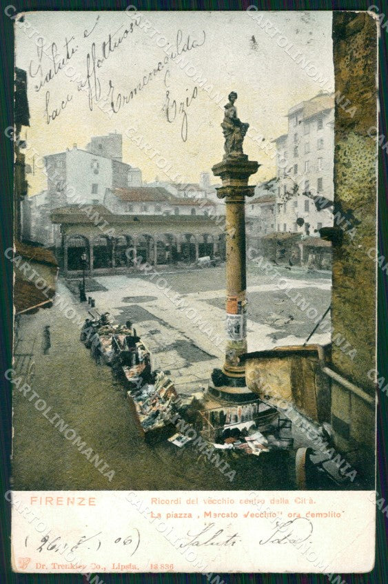 Firenze Città Mercato Vecchio Scomparsa PIEGA cartolina WX0738 – fronte