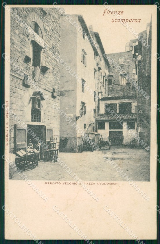 Firenze Città Mercato Vecchio Scomparsa cartolina WX0745 – fronte