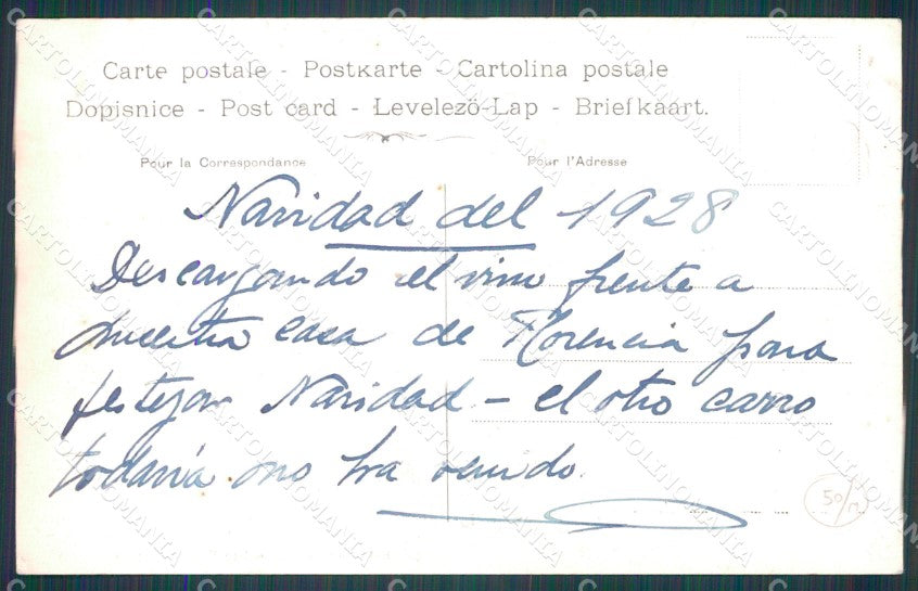 Firenze Città Carro Scaricamento Vino Fiasco cartolina WX0754 – retro