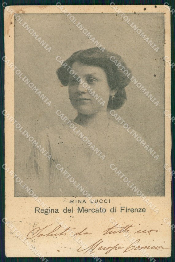 Firenze Città Rina Lucci Prima Regina Mercato PIEGHINA MACCHIE cartolina WX0766 – fronte