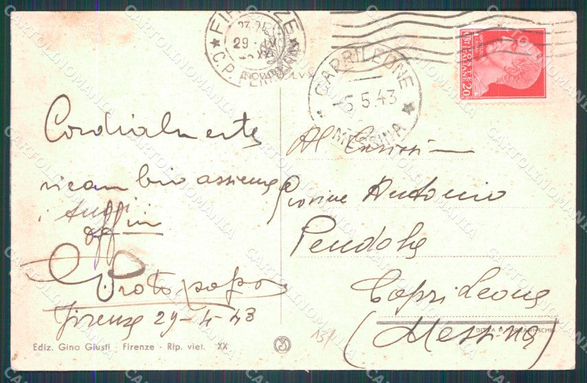 Firenze Città Saluti da cartolina WX0797 – retro