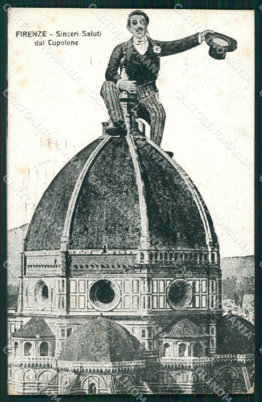 Firenze Città Cupolone Brunelleschi Fiasco Surrealismo PIEGHINE cartolina WX0821 – fronte