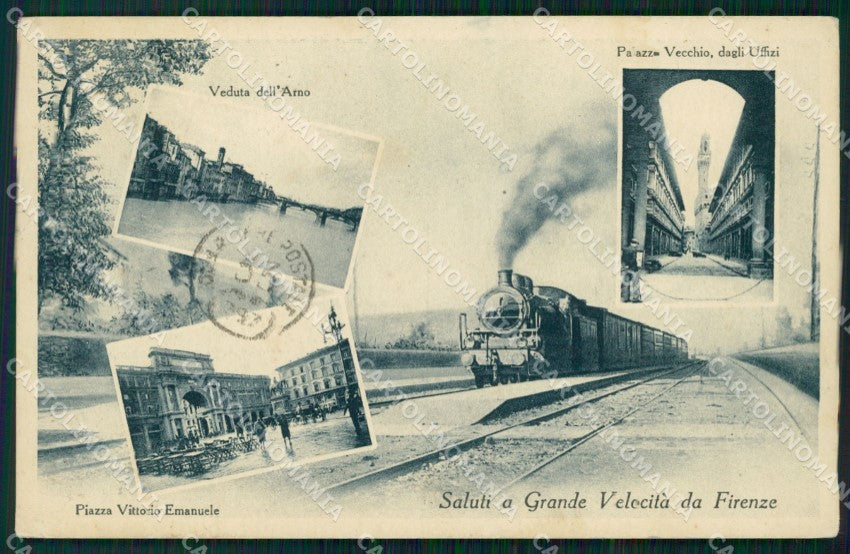Firenze Città Saluti a Grande Velocità Treno cartolina WX0823 – fronte