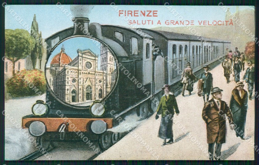 Firenze Città Saluti a Grande Velocità Treno cartolina WX0824 – fronte