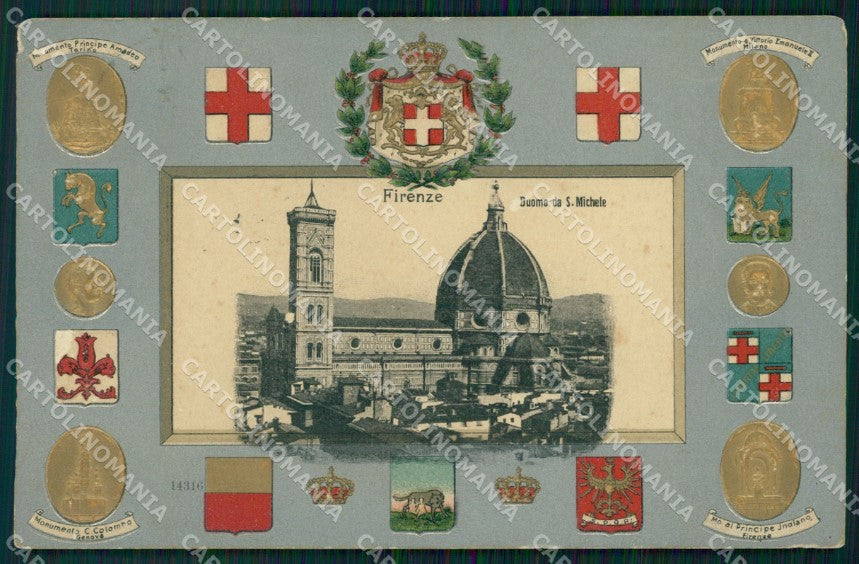 Firenze Città Duomo Stemmi ABRASA cartolina WX0826 – fronte