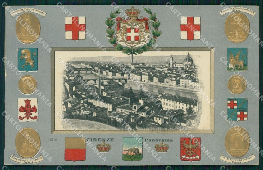 Firenze Città Panorama Stemmi FORO cartolina WX0828 – fronte