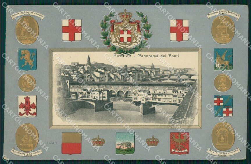 Firenze Città Ponte Vecchio Stemmi FORO cartolina WX0829 – fronte