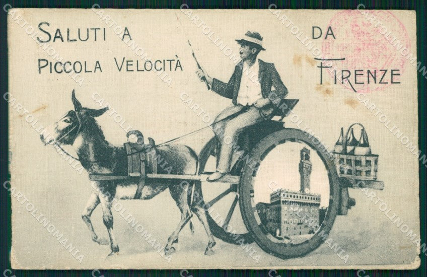 Firenze Città Carretto Fiasco MACCHIE cartolina WX0830 – fronte