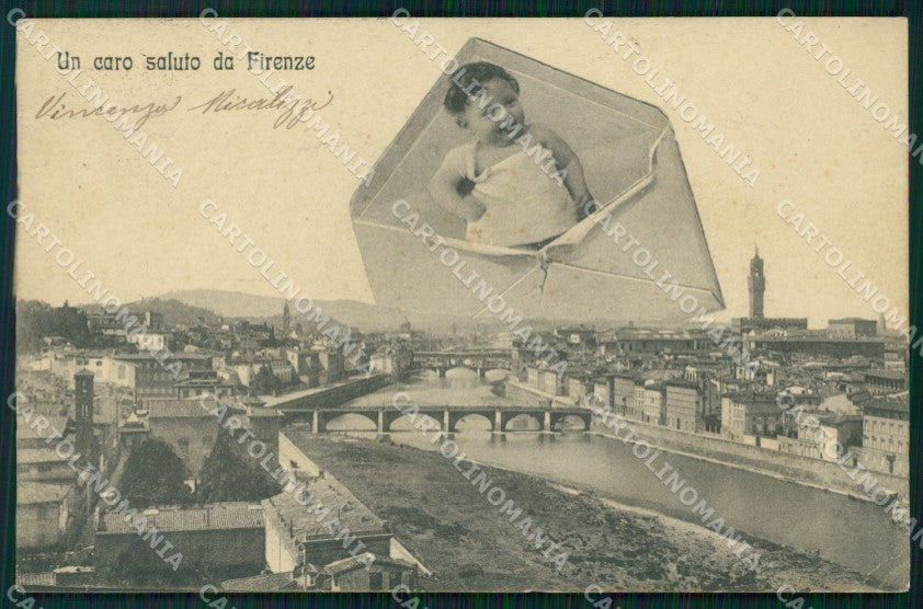 Firenze Città Saluti da Bambino Surrealismo cartolina WX0841 – fronte